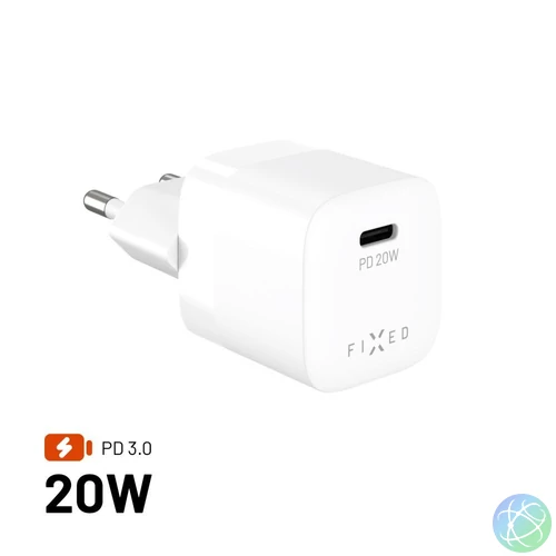FIXED Mini USB-C Reise-Ladegerät 20W White töltő