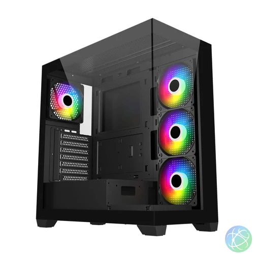 FSP M340 RGB Tempered Glass Black gépház