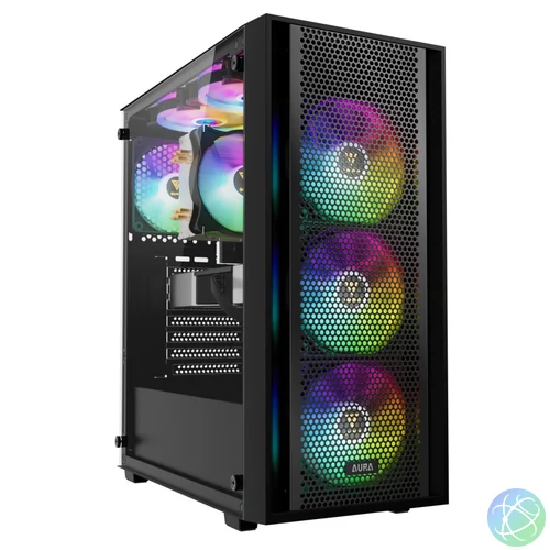 Gamdias Aura GC2 Elite ARGB Tempered Glass Black gépház