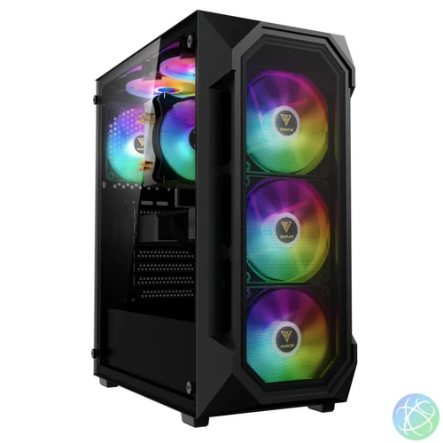 Gamdias Aura GC1 Elite ARGB Tempered Glass Black gépház