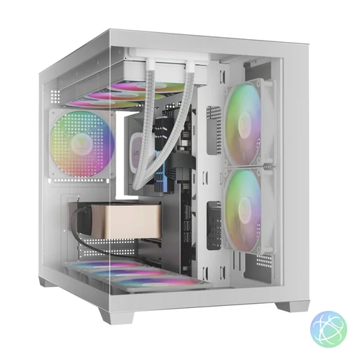 Gamdias Aura GC10M V2 WH ARGB Tempered Glass White gépház