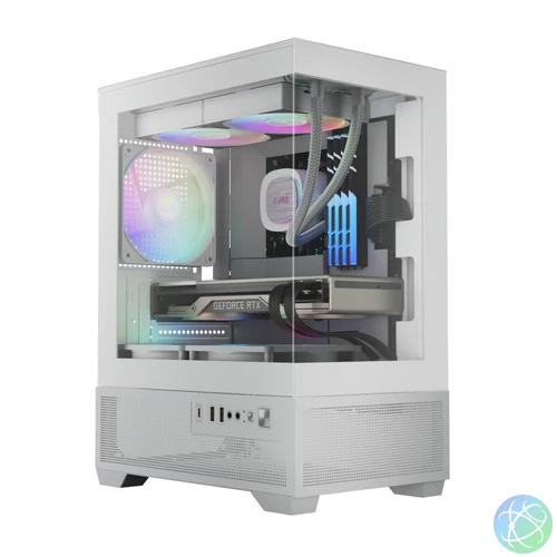 Gamdias Aura GC9M ELITE ARGB Tempered Glass White gépház