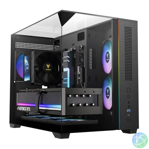 Gamdias Atlas M3M Tempered Glass Black gépház