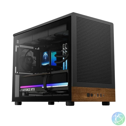 Gamdias Athena M4M Wood Tempered Glass Black/Wood gépház