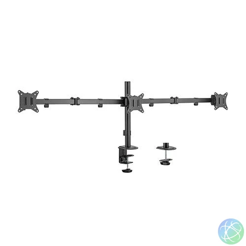 Gembird MA-D3-01 Adjustable Desk 3-Display Mounting Arm 17”-27” Black