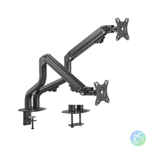 Gembird MA-DA2-02 Adjustable Tilting Desk 2-Display Mounting Arm 17”-32” Black