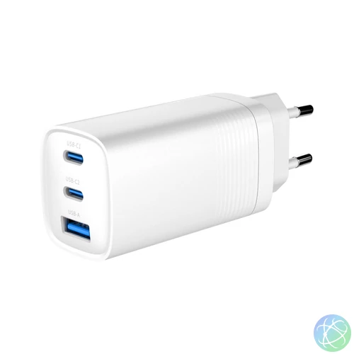 Gembird 3-port 65W GaN USB PowerDelivery fast charger White töltő