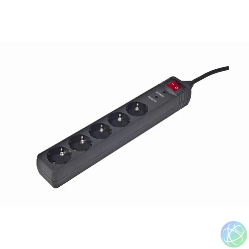 Gembird SPG5-C-5 Túlfeszültségvédő Kapcsolóval 5DIN 1,5m Black