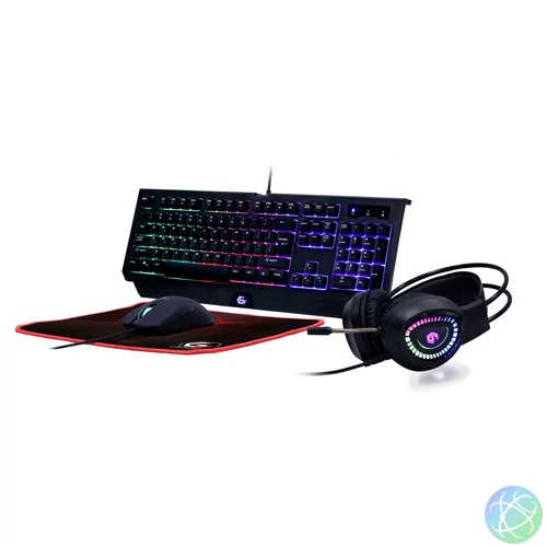 Gembird GGS-UMGL4-01-HU Phantom 4-in-1 Backlight Gaming kit Black HU billentyűzet