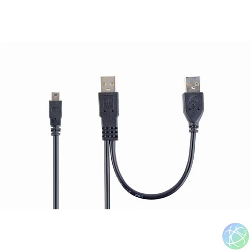 Gembird CCP-USB22-AM5P-3 Dual USB A to Mini-USB cable 0,9m Black kábel