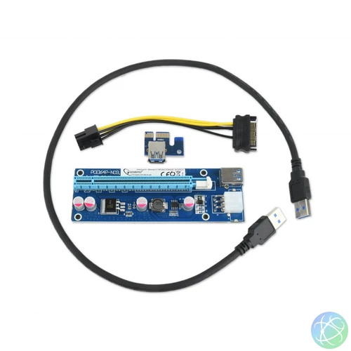 Gembird RC-PCIEX-03 PCI-Express riser add-on card, PCI-ex 6-pin power connector bővítőkártya