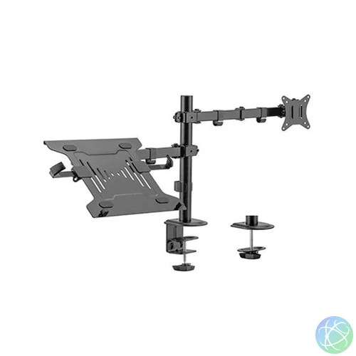 Gembird MA-DA-03 Adjustable Desk Mount With Monitor Arm And Notebook Tray Black