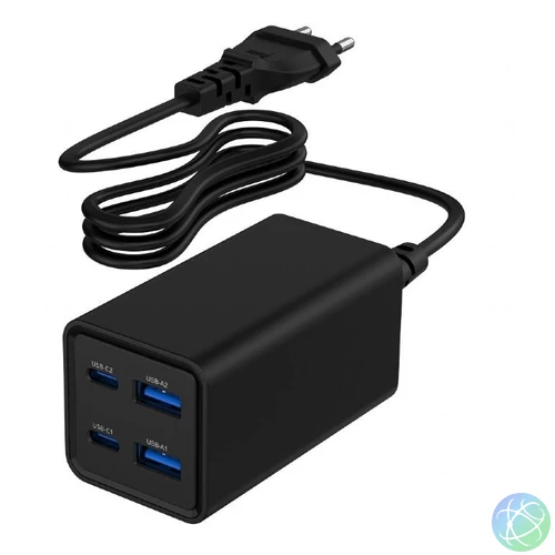 Gembird 4-port 65 W GaN USB PowerDelivery fast charger Black töltő