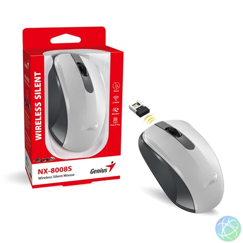 Genius NX-8008S Wireless Silent mouse White/Grey egér