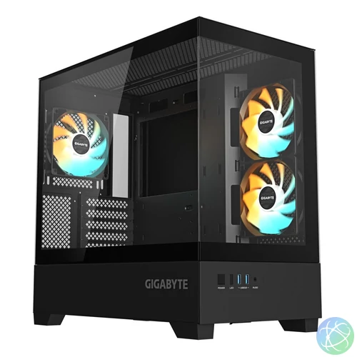 Gigabyte C201 Panoramic Tempered Glass Black gépház