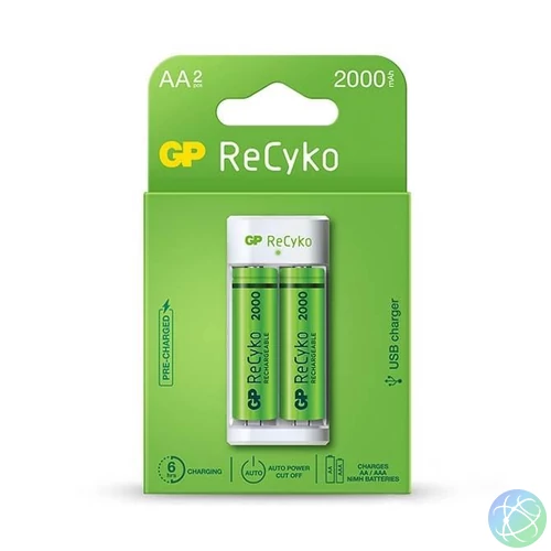 GP ReCyko Eco E211 akkutöltő + 2×AA GP ReCyko 2000