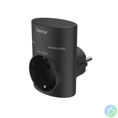 Hama Hálózati Túlfeszültségvédő adapter Black