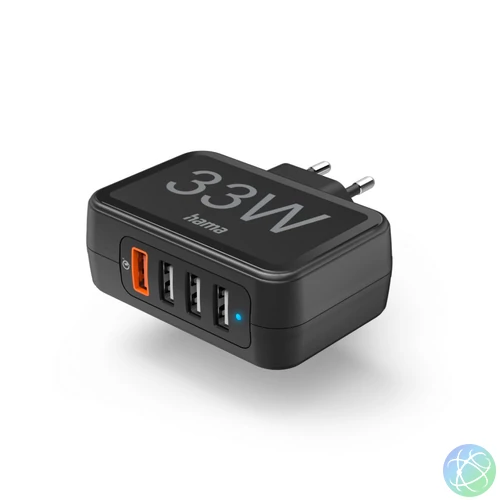 Hama Hálózati Töltő 4 port QC/PD 33W Black