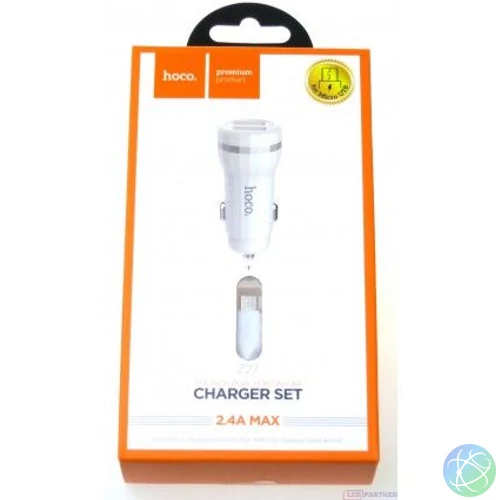 Hoco Z27 Staunch dual port töltőadapter 1m-es Micro kábellel White