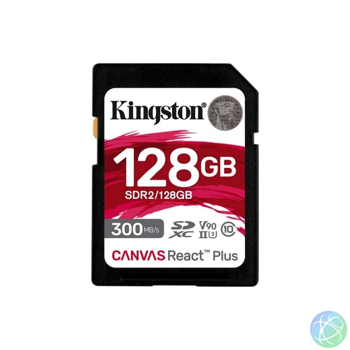 Kingston 128GB SDXC Class10 UHS-II U3 V90 Canvas React Plus memóriakártya