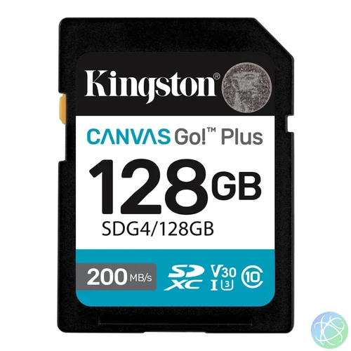Kingston 128GB Canvas Go Plus Gen4 Class 10 UHS-I U3 V30 memóriakártya