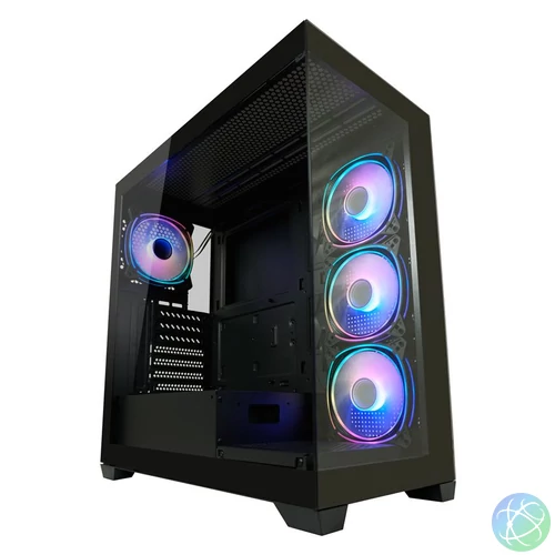 LC Power 715W Seamless Pale X Tempered Glass Black gépház