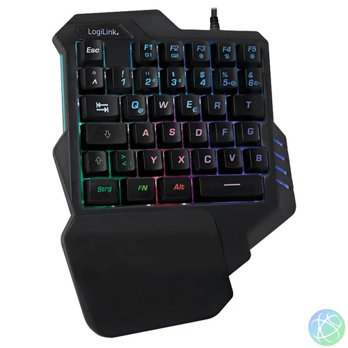 Logilink Illuminated one-hand gaming keyboard Black billentyűzet