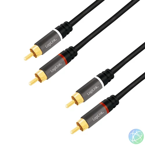 Logilink Audio cable 2x RCA/M to 2x RCA/M 2m Black kábel