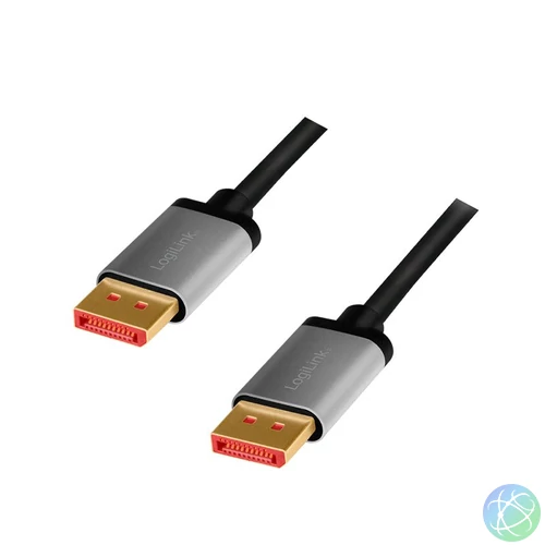 Logilink DisplayPort cable DP/M to DP/M 8K/60Hz alu 2m Black/Grey kábel