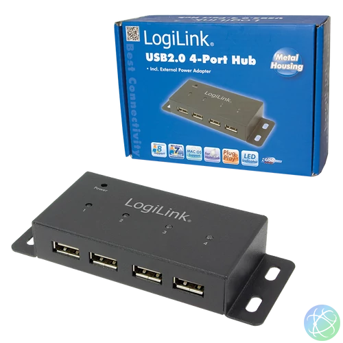 Logilink UA0141A 4-Port USB 2.0 Hub Black usb hub