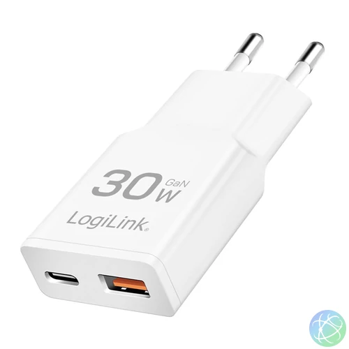 Logilink Dual-USB-C GaN charger White töltő