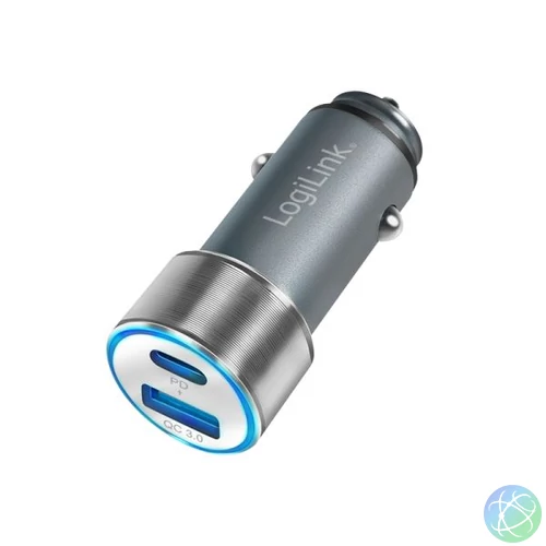 Logilink USB car charger 1x USB-C PD 1x USB-A QC 36W Grey töltő