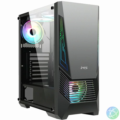 MS Armor V305 Gaming Window Black gépház
