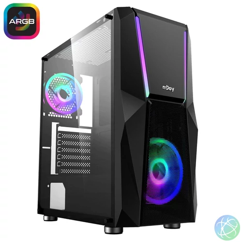 Njoy Fort Tempered Glass Black gépház