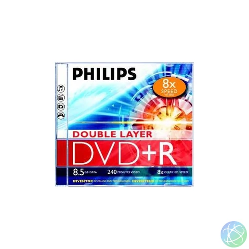 Philips DVD+R 8,5 Gb 8x kétrétegű normál tok (1-es címke) dvd lemez