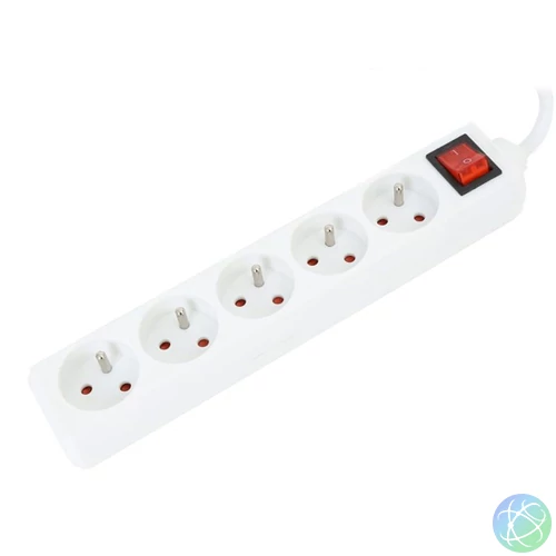 Platinet Omega Hálózati Elosztó Kapcsolóval 5DIN 1,5m White