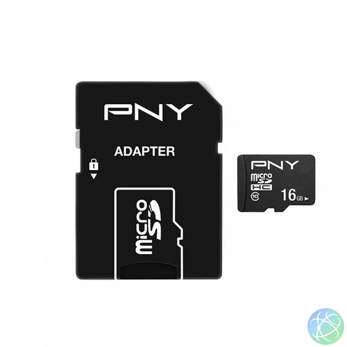 PNY 16GB microSDHC Performance Plus Class 10 + adapterrel memóriakártya
