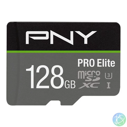 PNY 128GB microSDXC Pro Elite Class 10 U3 V10 + adapterrel memóriakártya