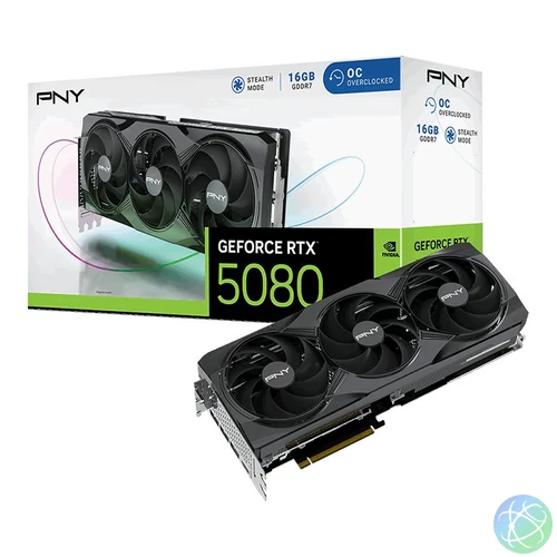 PNY GeForce RTX5080 16GB DDR7 Overclocked Triple Fan videókártya