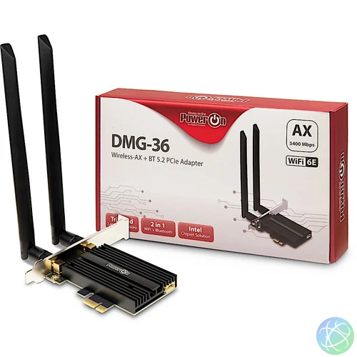 PowerON DMG-36 Wi-Fi 6 + BT5.2 PCIe Adapter hálókártya