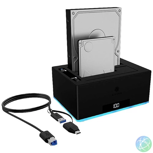 Raidsonic IcyBox IB-127CL-U3 Docking & Clone Station 2,5/3,5" USB3.0 Black mobilrack / beépítő keret