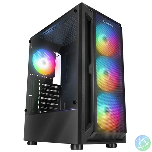 Rampage SHIVA RGB Tempered Glass Black gépház