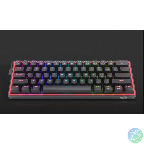 Redragon Fizz Pro black, wired&2.4G&BT Mechanical Keyboard, RGB, brown switch Black HU billentyűzet