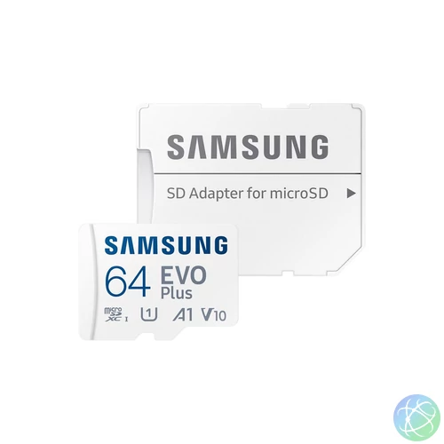 Samsung 64GB microSDXC EVO Plus Class10 U3 A2 V30 + adapterrel memóriakártya