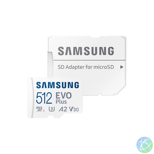 Samsung 512GB microSDXC EVO Plus Class10 U3 A2 V30 + adapterrel memóriakártya