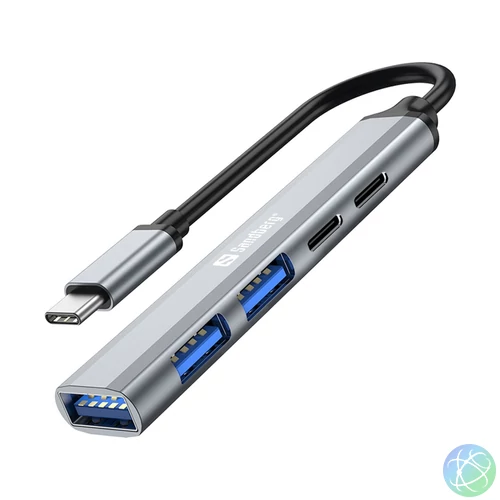 Sandberg USB-C to 3xUSB-A+2xUSB-C SAVER Silver usb hub
