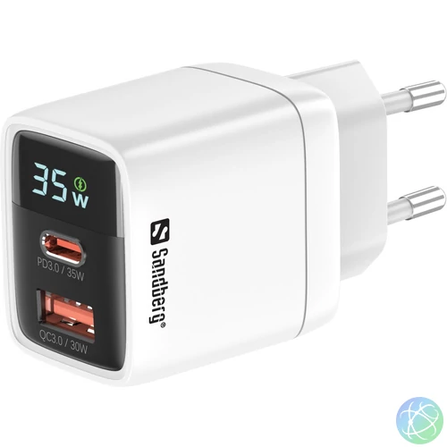 Sandberg 35W 2in1 Charger 1xUSB-C 1xUSB White töltő