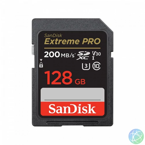 Sandisk 128GB SDXC Class 10 U3 V30 Extreme Pro memóriakártya