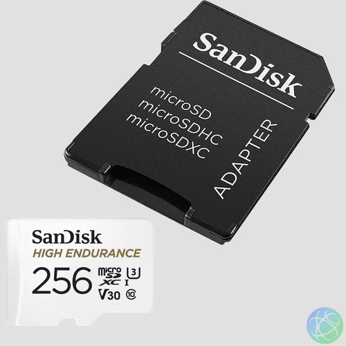 Sandisk 256GB microSDXC High Endurance Class 10  CL10 U3 V30 + adapterrel memóriakártya