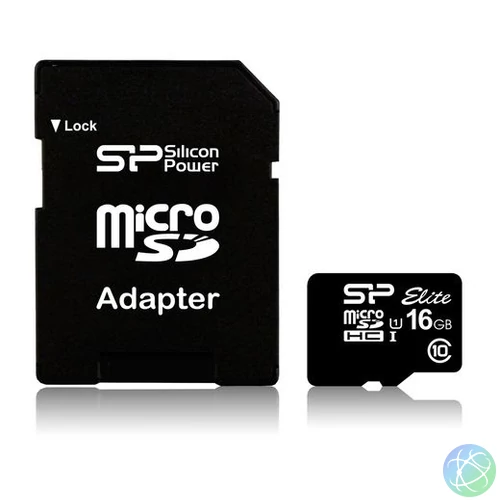 Silicon Power 16GB microSDHC Elite Class 10 UHS-I + adapterrel memóriakártya